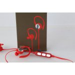 Wholesale Hook Over the Ear Bluetooth Headset Earbud with MicroSD Music Slot MST7 (Red)